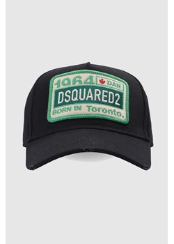 DSQUARED2 Czarna czapka z zieloną naszywką ze sklepu outfit.pl w kategorii Czapki z daszkiem męskie - zdjęcie 170134767