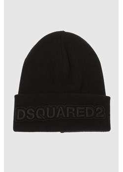 DSQUARED2 Czarna wełniana czapka z haftowanym logo ze sklepu outfit.pl w kategorii Czapki zimowe męskie - zdjęcie 170134826