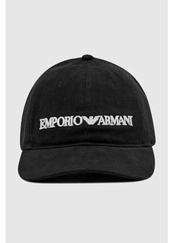 EMPORIO ARMANI Czarna czapka z daszkiem i białym logo ze sklepu outfit.pl w kategorii Czapki z daszkiem męskie - zdjęcie 170134838