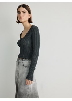 Reserved - Sweter ze strukturalnej dzianiny - ciemnoszary ze sklepu Reserved w kategorii Swetry damskie - zdjęcie 170135616