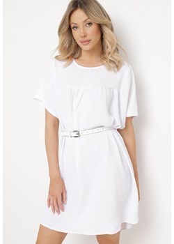 Biała Klasyczna Sukienka Mini Trapezowa z Krótkim Rękawem Ifilva ze sklepu Born2be Odzież w kategorii Sukienki - zdjęcie 170139938