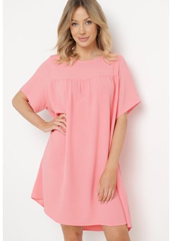 Różowa Klasyczna Sukienka Mini Trapezowa z Krótkim Rękawem Ifilva ze sklepu Born2be Odzież w kategorii Sukienki - zdjęcie 170139948