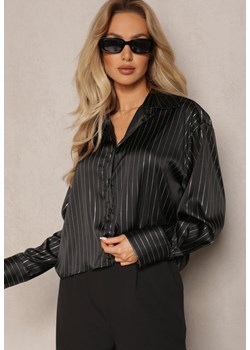 Czarna Koszula o Fasonie Oversize z Metaliczną Nicią Venatti ze sklepu Renee odzież w kategorii Koszule damskie - zdjęcie 170141006