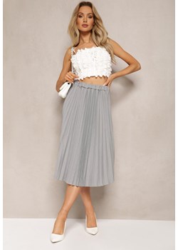 Ciemnoszara Spódnica Midi z Plisami High Waist Jasmira ze sklepu Renee odzież w kategorii Spódnice - zdjęcie 170141086