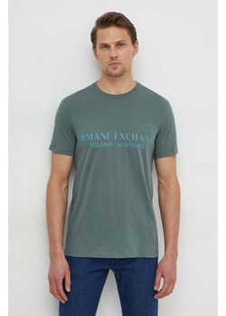Armani Exchange t-shirt męski kolor zielony z nadrukiem 8NZT72 Z8H4Z NOS ze sklepu ANSWEAR.com w kategorii T-shirty męskie - zdjęcie 170143458