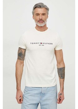 Tommy Hilfiger t-shirt bawełniany męski kolor beżowy z aplikacją MW0MW11797 ze sklepu ANSWEAR.com w kategorii T-shirty męskie - zdjęcie 170143485
