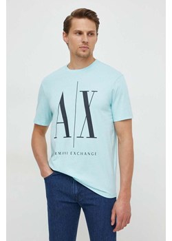 Armani Exchange t-shirt bawełniany kolor turkusowy z nadrukiem 8NZTPA ZJH4Z NOS ze sklepu ANSWEAR.com w kategorii T-shirty męskie - zdjęcie 170143536