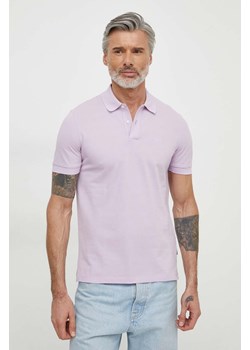 BOSS polo bawełniane kolor fioletowy gładki ze sklepu ANSWEAR.com w kategorii T-shirty męskie - zdjęcie 170143585