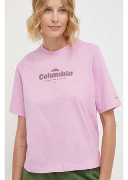 Columbia t-shirt bawełniany kolor różowy ze sklepu ANSWEAR.com w kategorii Bluzki damskie - zdjęcie 170143615