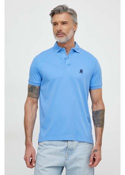 Tommy Hilfiger polo bawełniane kolor niebieski gładki MW0MW34783 ze sklepu ANSWEAR.com w kategorii T-shirty męskie - zdjęcie 170143926