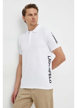 Karl Lagerfeld polo męski kolor biały z nadrukiem ze sklepu ANSWEAR.com w kategorii T-shirty męskie - zdjęcie 170143958