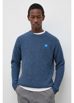 American Vintage sweter z domieszką wełny męski kolor niebieski ze sklepu ANSWEAR.com w kategorii Swetry męskie - zdjęcie 170143989