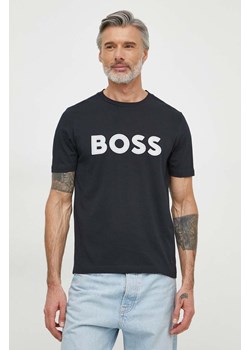 Boss Green t-shirt bawełniany męski kolor granatowy z nadrukiem 50512866 ze sklepu ANSWEAR.com w kategorii T-shirty męskie - zdjęcie 170144087
