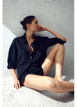 H & M - Piżama z koszulą i szortami - Czarny ze sklepu H&M w kategorii Piżamy damskie - zdjęcie 170148149