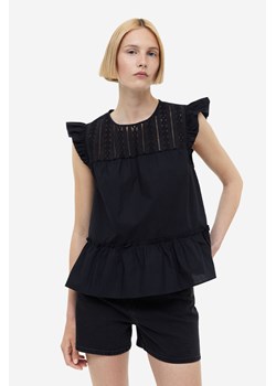 H & M - Top z falbankowym rękawem - Czarny ze sklepu H&M w kategorii Bluzki damskie - zdjęcie 170148155