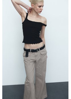 H & M - Szerokie spodnie z diagonalu - Brązowy ze sklepu H&M w kategorii Spodnie damskie - zdjęcie 170148209