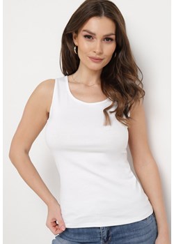 Biały Bawełniany Top z Koronką na Plecach Leurna ze sklepu Born2be Odzież w kategorii Bluzki damskie - zdjęcie 170153218