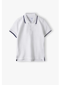 Biały t-shirt polo chłopięcy z bawełny - Max&Mia ze sklepu 5.10.15 w kategorii T-shirty chłopięce - zdjęcie 170154619