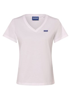 HUGO BLUE Koszulka damska - Classic V_B Kobiety Bawełna biały jednolity ze sklepu vangraaf w kategorii Bluzki damskie - zdjęcie 170170808