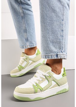 Zielono-Białe Sneakersy z Jeansowymi Wstawkami Asailla ze sklepu born2be.pl w kategorii Buty sportowe damskie - zdjęcie 170172996