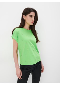 Mohito - Neonowy t-shirt z ozdobnymi elementami - neonowy ze sklepu Mohito w kategorii Bluzki damskie - zdjęcie 170175469