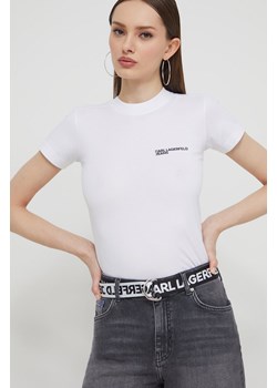 Karl Lagerfeld Jeans t-shirt bawełniany damski kolor biały ze sklepu ANSWEAR.com w kategorii Bluzki damskie - zdjęcie 170176015