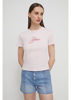 Guess Originals t-shirt bawełniany damski kolor różowy ze sklepu ANSWEAR.com w kategorii Bluzki damskie - zdjęcie 170176048