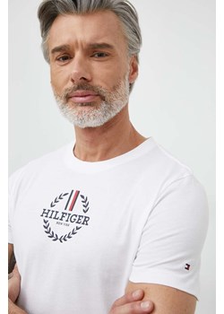 Tommy Hilfiger t-shirt bawełniany męski kolor biały z nadrukiem MW0MW34388 ze sklepu ANSWEAR.com w kategorii T-shirty męskie - zdjęcie 170176085