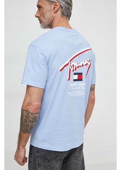 Tommy Jeans t-shirt bawełniany męski kolor niebieski z nadrukiem DM0DM18574 ze sklepu ANSWEAR.com w kategorii T-shirty męskie - zdjęcie 170176126