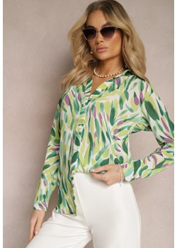 Zielona Koszula z Printem w Malarskim Stylu Teagania ze sklepu Renee odzież w kategorii Koszule damskie - zdjęcie 170182956