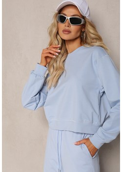 Jasnoniebieska Oversize Bluza z Bawełny o Krótkim Fasonie Sibolla ze sklepu Renee odzież w kategorii Bluzy damskie - zdjęcie 170183099