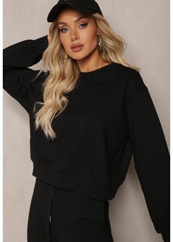 Czarna Oversize Bluza z Bawełny o Krótkim Fasonie Sibolla ze sklepu Renee odzież w kategorii Bluzy damskie - zdjęcie 170183106