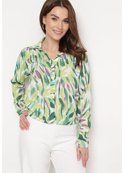 Zielona Koszula Ozdobiona Abstrakcyjnym Printem Sivello ze sklepu Born2be Odzież w kategorii Koszule damskie - zdjęcie 170184595