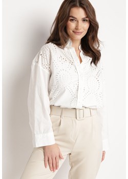 Biała Koszula z Haftowanej Bawełny z Szerszymi Rękawami Aplinta ze sklepu Born2be Odzież w kategorii Koszule damskie - zdjęcie 170184957