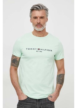 Tommy Hilfiger t-shirt bawełniany męski kolor zielony z aplikacją MW0MW11797 ze sklepu ANSWEAR.com w kategorii T-shirty męskie - zdjęcie 170206118