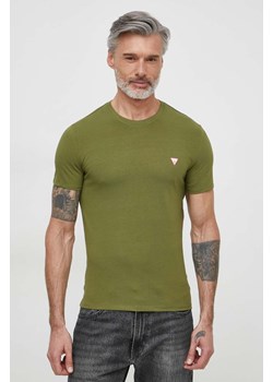 Guess t-shirt męski kolor zielony gładki M2YI24 J1314 ze sklepu ANSWEAR.com w kategorii T-shirty męskie - zdjęcie 170206209