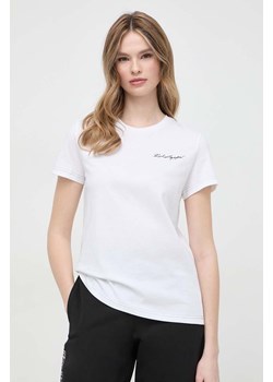 Karl Lagerfeld t-shirt bawełniany damski kolor biały ze sklepu ANSWEAR.com w kategorii Bluzki damskie - zdjęcie 170206577