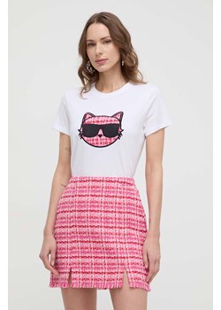 Karl Lagerfeld t-shirt bawełniany damski kolor biały ze sklepu ANSWEAR.com w kategorii Bluzki damskie - zdjęcie 170206605