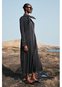 H & M - Sukienka z diagonalu z wiązanym kołnierzem - Czarny ze sklepu H&M w kategorii Sukienki - zdjęcie 170209697