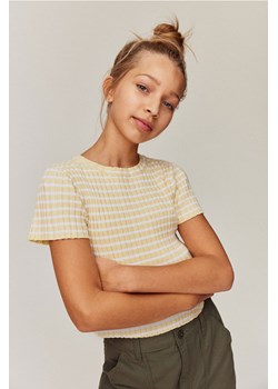 H & M - Top z dzianiny w prążki - Żółty ze sklepu H&M w kategorii Bluzki dziewczęce - zdjęcie 170209775