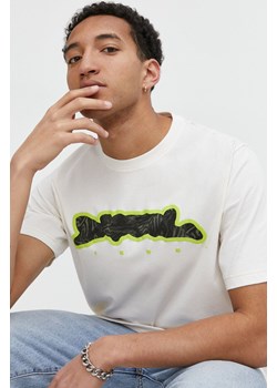 Diesel t-shirt bawełniany męski kolor beżowy z nadrukiem ze sklepu ANSWEAR.com w kategorii T-shirty męskie - zdjęcie 170215986