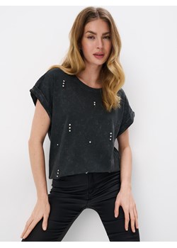 Mohito - T-shirt z ozdobnymi elementami - czarny ze sklepu Mohito w kategorii Bluzki damskie - zdjęcie 170216356