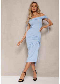 Niebieska Dopasowana Sukienka Hiszpanka Midi z Rozcięciem Taratia ze sklepu Renee odzież w kategorii Sukienki - zdjęcie 170217585