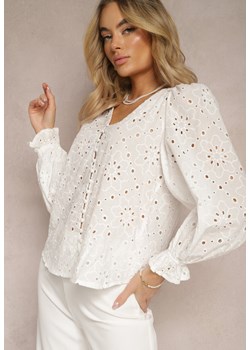 Biała Koszula z Bawełny o Haftowanym Wykończeniu Haliatia ze sklepu Renee odzież w kategorii Koszule damskie - zdjęcie 170217635
