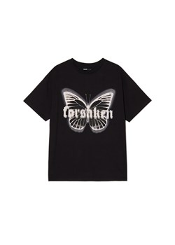Cropp - Czarna koszulka z motylem - czarny ze sklepu Cropp w kategorii Bluzki damskie - zdjęcie 170218426