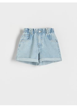 Reserved - Jeansowe spodenki z efektem sprania - niebieski ze sklepu Reserved w kategorii Spodenki dziewczęce - zdjęcie 170219086