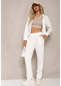 Biały Komplet Dresowy z Elastycznej Bawełny Spodnie z Gumką i Bluza z Kapturem Willama ze sklepu Renee odzież w kategorii Dresy damskie - zdjęcie 170222338