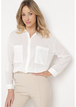 Biała Bawełniana Koszula Klasyczna z Kieszeniami Sasana ze sklepu Born2be Odzież w kategorii Koszule damskie - zdjęcie 170224406