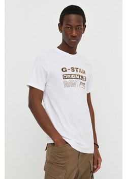 G-Star Raw t-shirt bawełniany męski kolor biały z nadrukiem ze sklepu ANSWEAR.com w kategorii T-shirty męskie - zdjęcie 170226118