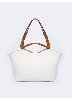 Torebka damska biała z brązowymi rączkami NN574069 101 ze sklepu Big Star w kategorii Torby Shopper bag - zdjęcie 170229916